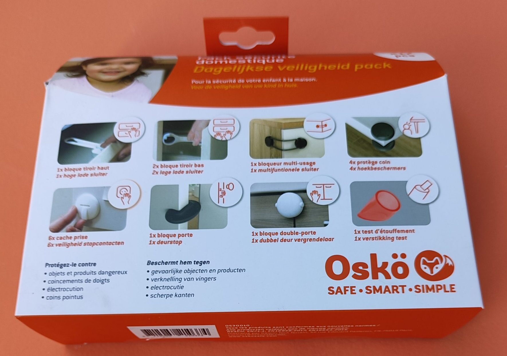 kit de sécurité enfant OSKO avec une protection verrou-four blanche